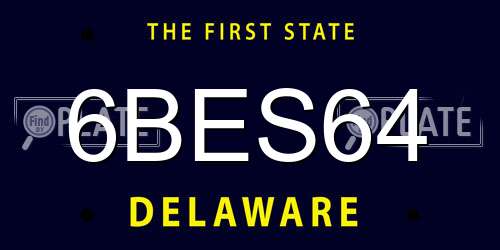6BES64 Delaware License Plate