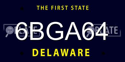 6BGA64 Delaware License Plate
