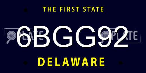 6BGG92 Delaware License Plate