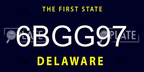 6BGG97 Delaware License Plate