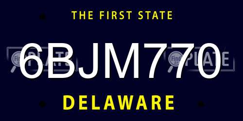 6BJM770 Delaware License Plate