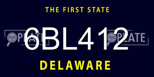 6BL412 Delaware License Plate