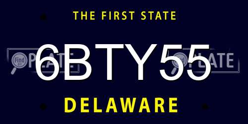 6BTY55 Delaware License Plate