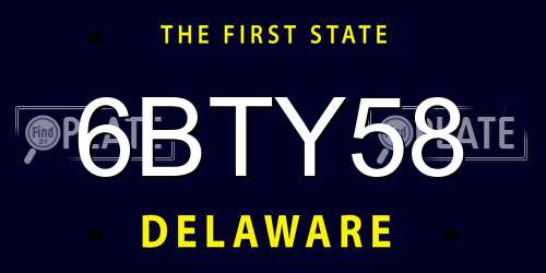6BTY58 Delaware License Plate