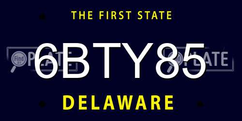 6BTY85 Delaware License Plate