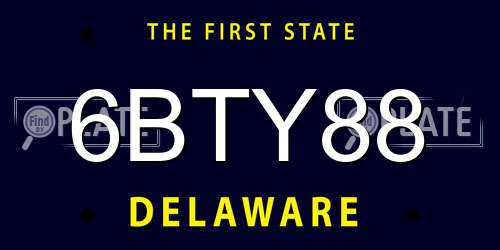 6BTY88 Delaware License Plate