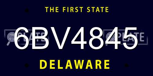 6BV4845 Delaware License Plate