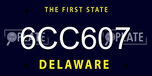 6CC607 Delaware License Plate