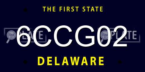 6CCG02 Delaware License Plate