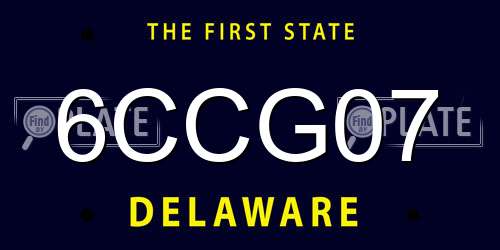 6CCG07 Delaware License Plate
