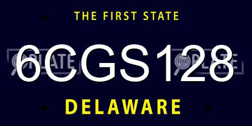 6CGS128 Delaware License Plate