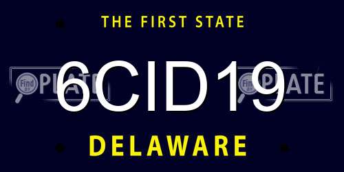 6CID19 Delaware License Plate
