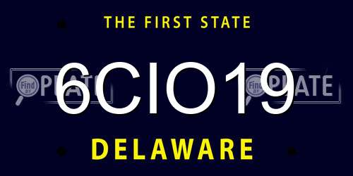 6CIO19 Delaware License Plate