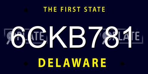 6CKB781 Delaware License Plate
