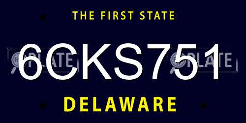 6CKS751 Delaware License Plate
