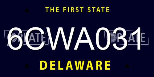6CWA031 Delaware License Plate