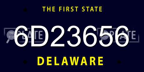 6D23656 Delaware License Plate