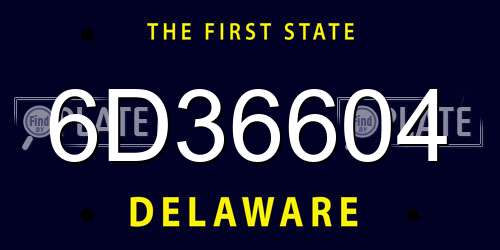 6D36604 Delaware License Plate