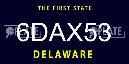 6DAX53 Delaware License Plate