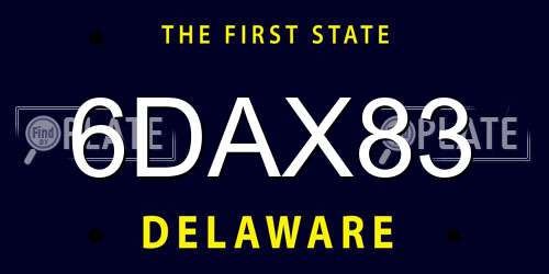 6DAX83 Delaware License Plate