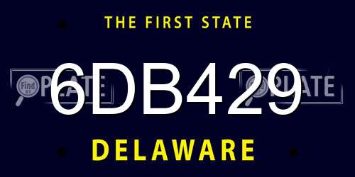 6DB429 Delaware License Plate