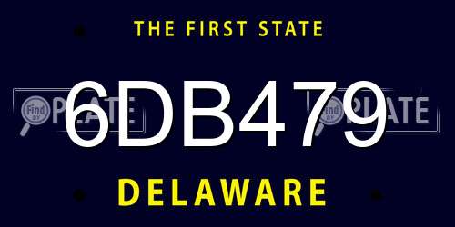 6DB479 Delaware License Plate