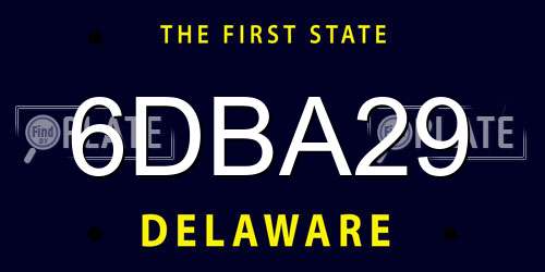 6DBA29 Delaware License Plate