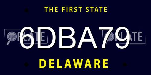 6DBA79 Delaware License Plate