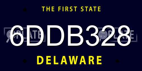 6DDB328 Delaware License Plate