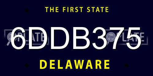 6DDB375 Delaware License Plate