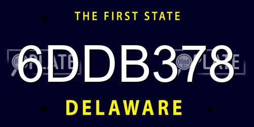 6DDB378 Delaware License Plate