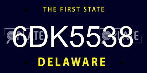 6DK5538 Delaware License Plate