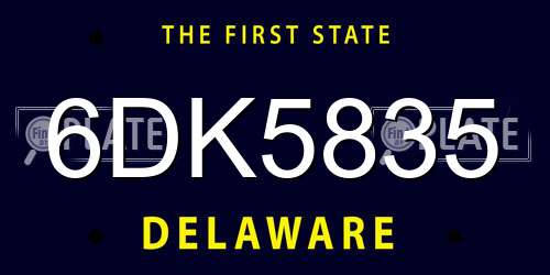 6DK5835 Delaware License Plate