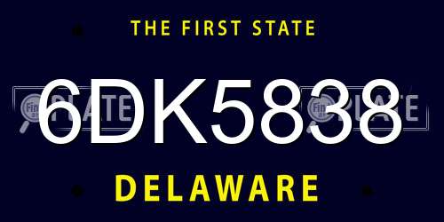 6DK5838 Delaware License Plate