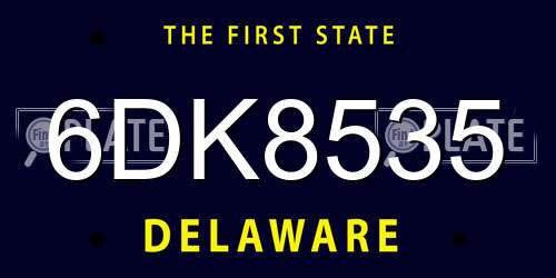 6DK8535 Delaware License Plate