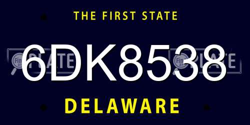 6DK8538 Delaware License Plate