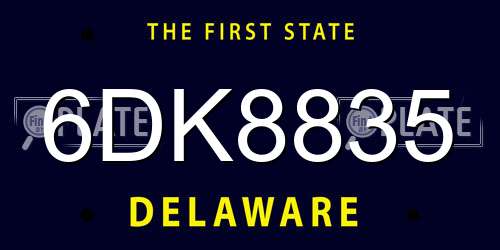 6DK8835 Delaware License Plate