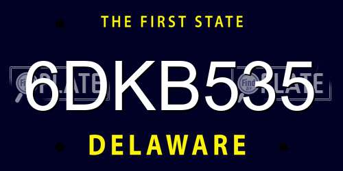 6DKB535 Delaware License Plate