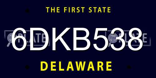 6DKB538 Delaware License Plate