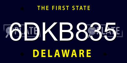 6DKB835 Delaware License Plate