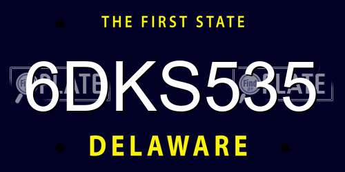 6DKS535 Delaware License Plate