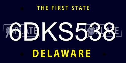 6DKS538 Delaware License Plate