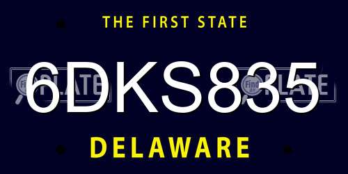 6DKS835 Delaware License Plate