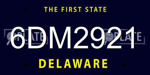 6DM2921 Delaware License Plate