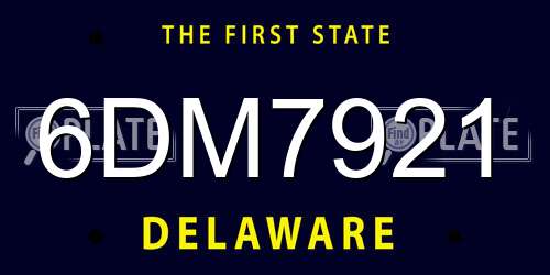 6DM7921 Delaware License Plate