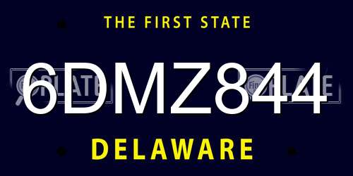 6DMZ844 Delaware License Plate