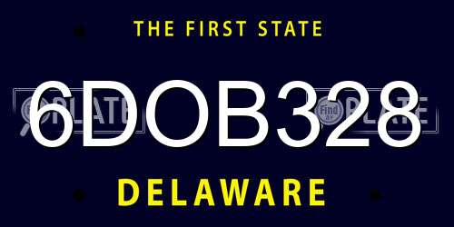 6DOB328 Delaware License Plate