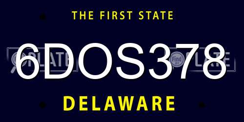 6DOS378 Delaware License Plate