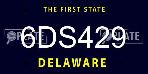 6DS429 Delaware License Plate
