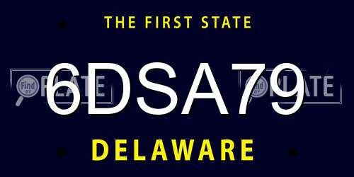 6DSA79 Delaware License Plate